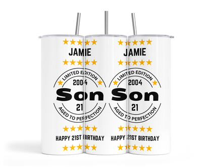 Personalised Insulated Tumbler Travel Bottle - 18th|21st Birthday Son