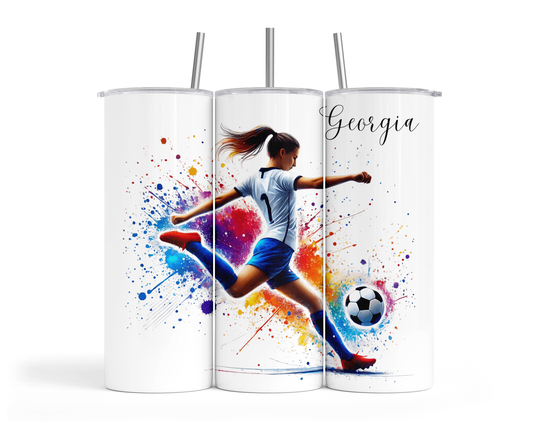 Personalised Insulated Tumbler Travel Sports Bottle - Women's Football