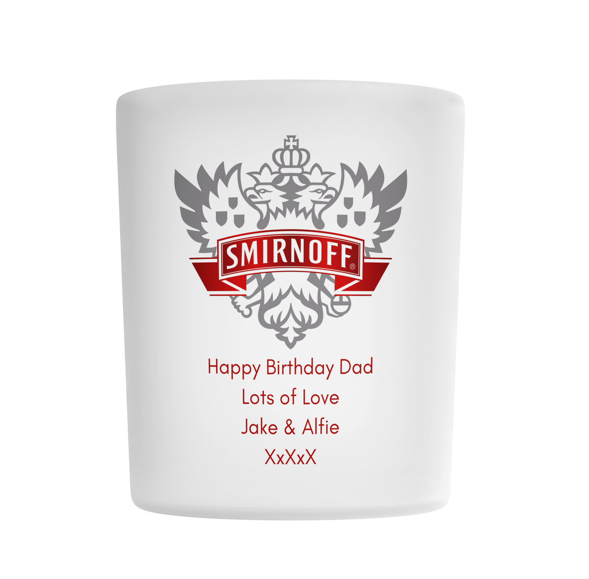 Personalised Frosted Glass Tumbler - Smirnoff Vodka Design