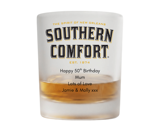 Personalised Frosted Glass Tumbler - Southern Comfort Design