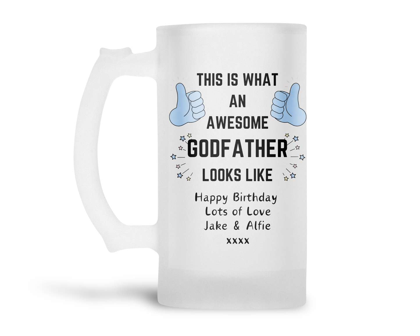 Personalised Frosted Glass Tankard - Awesome Godfather