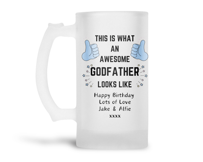 Personalised Frosted Glass Tankard - Awesome Godfather