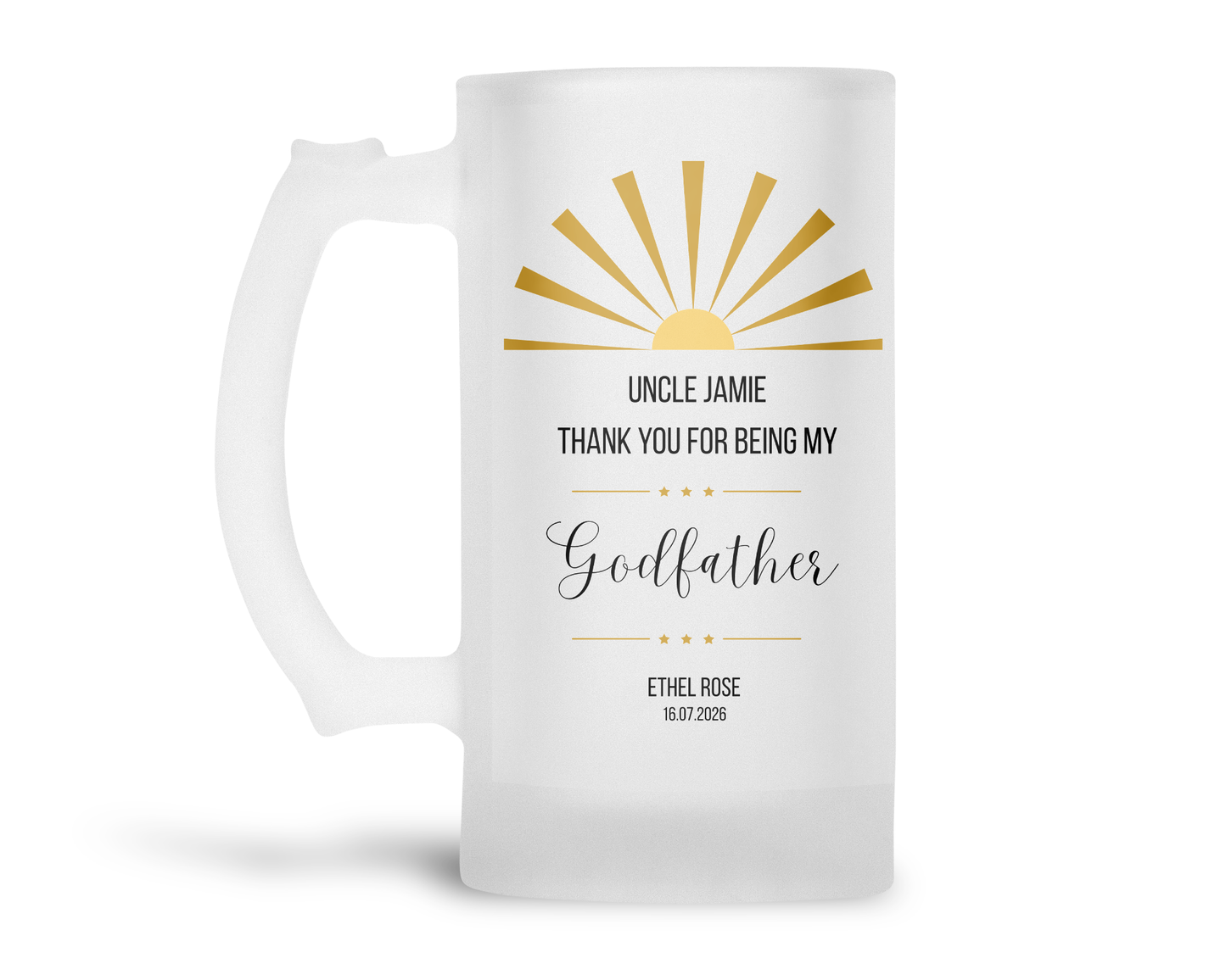 Personalised Frosted Glass Tankard - Godfather Thank You