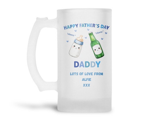 Personalised Frosted Glass Tankard - Father's Day Beer & Baby Bottle