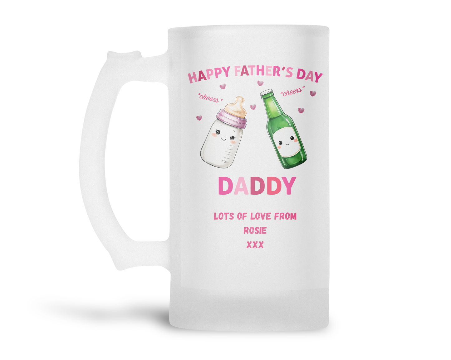 Personalised Frosted Glass Tankard - Father's Day Beer & Baby Bottle