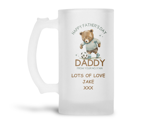 Personalised Frosted Glass Tankard - Father's Day Daddy Football No1