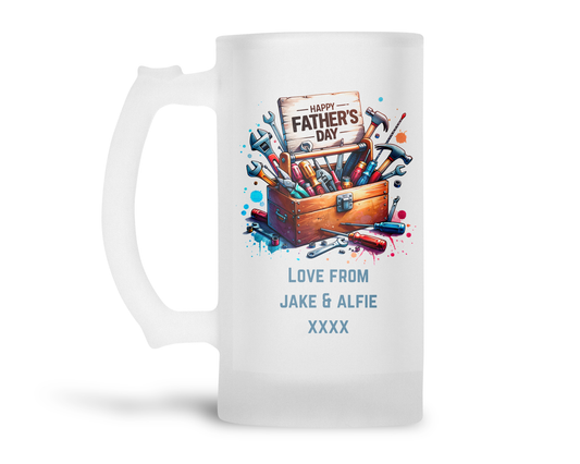 Personalised Frosted Glass Tankard - Father's Day Tool Box