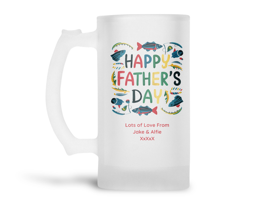 Personalised Frosted Glass Tankard - Father's Day Fishing