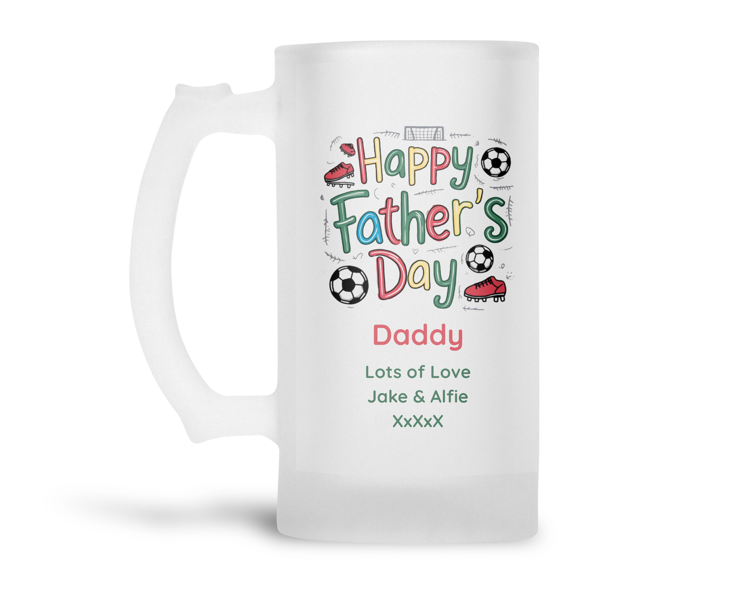 Personalised Frosted Glass Tankard - Father's Day Football