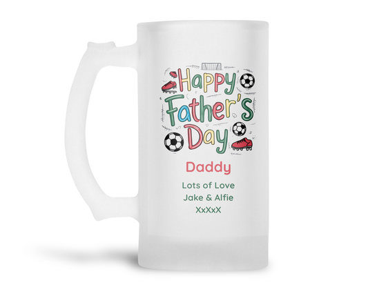 Personalised Frosted Glass Tankard - Father's Day Football