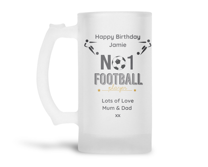 Personalised Frosted Glass Tankard - Football No1 Player