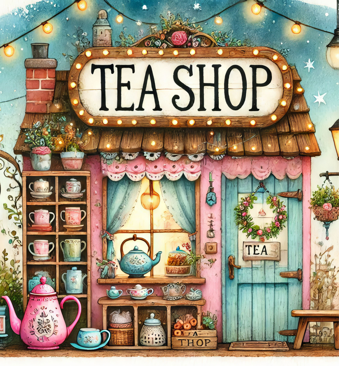 Personalised Tote Shopping Bag - Tea Shop