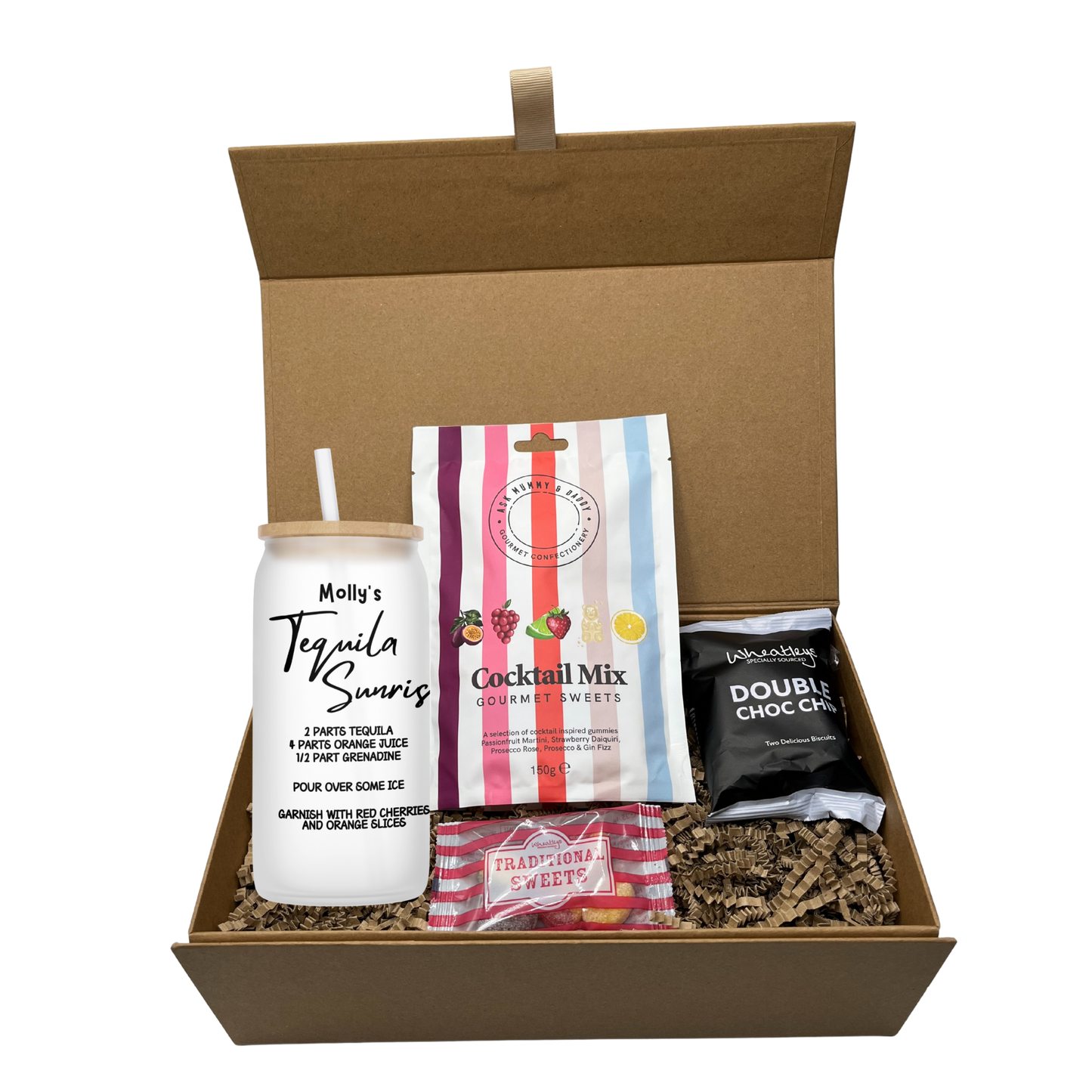 Personalised Tequila Sunrise Cocktail Design Frosted Glass Tumbler Hamper Gift Box