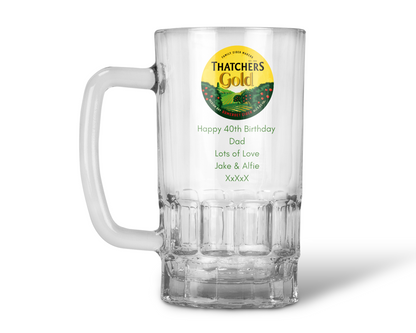 Personalised Thatcher's Gold Pint Glass Tankard