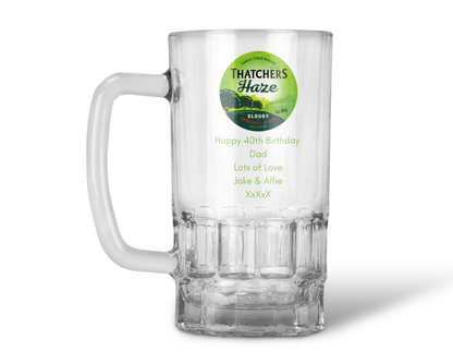 Personalised Thatcher's Haze Pint Glass Tankard
