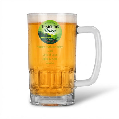 Personalised Thatcher's Haze Pint Glass Tankard
