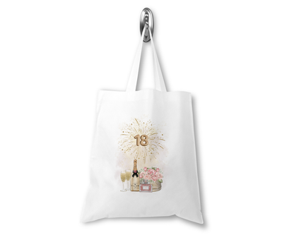 Personalised Tote Shopping Bag - 18th Birthday Champagne Design