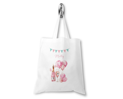 Personalised Tote Shopping Bag - 30th Birthday Pink Balloons Design