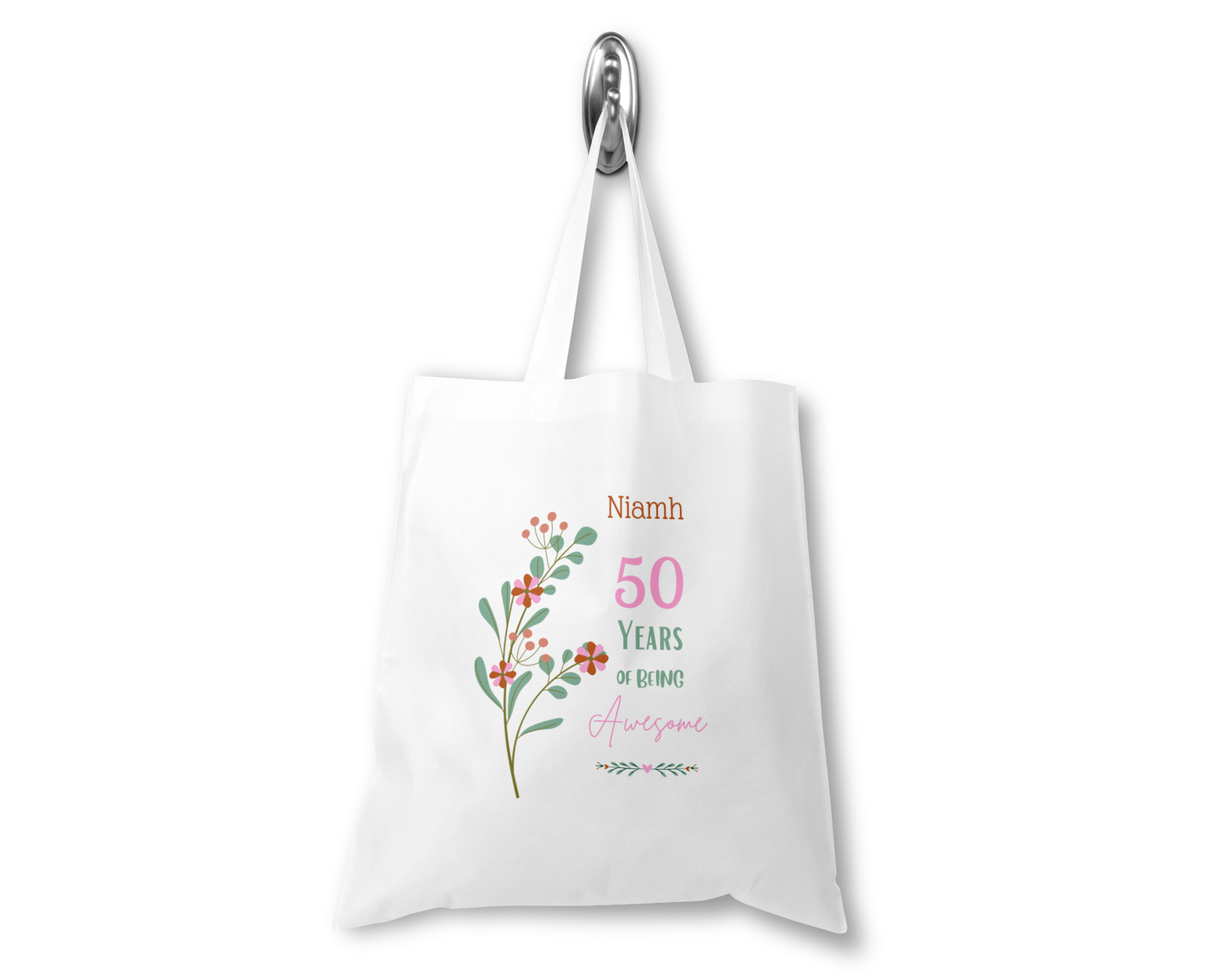 Personalised Tote Shopping Bag - Birthday Awesome Floral Design