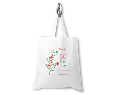 Personalised Tote Shopping Bag - Birthday Awesome Floral Design