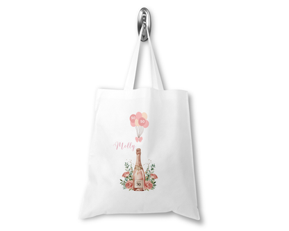Personalised Tote Shopping Bag - 50th Birthday Pink Balloons
