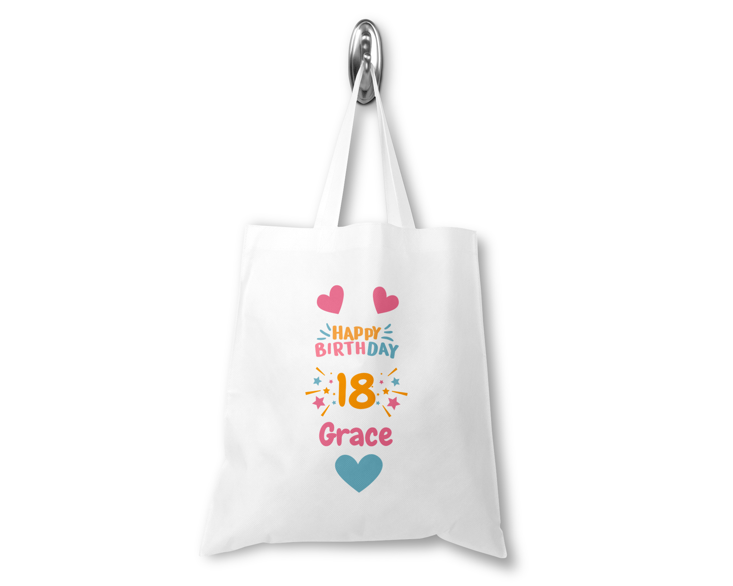 Personalised Tote Shopping Bag - Birthday Hearts & Stars