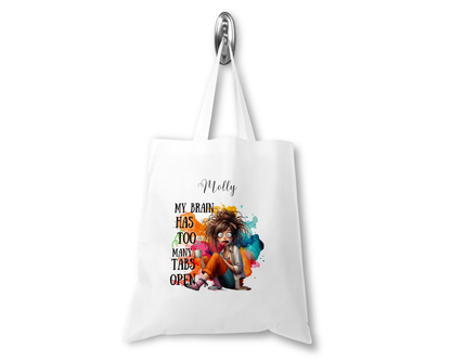 Personalised Tote Shopping Bag - Funny Brain Design