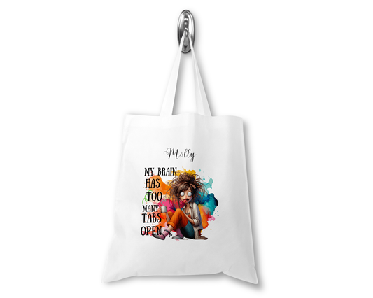 Personalised Tote Shopping Bag - Funny Brain Design