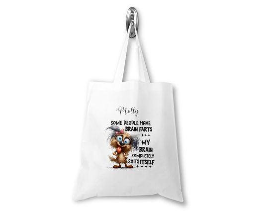 Personalised Tote Shopping Bag - Funny Brain Farts Design