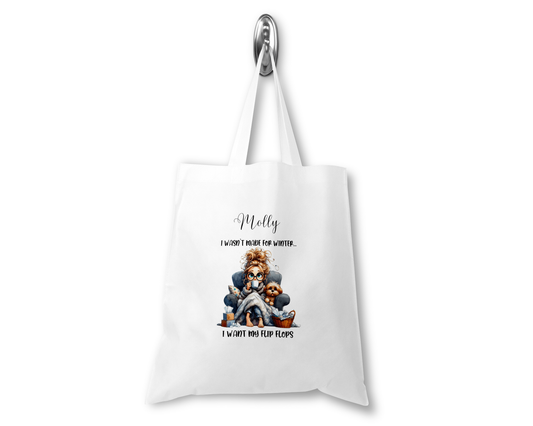Personalised Tote Shopping Bag - Funny Flip Flops Design