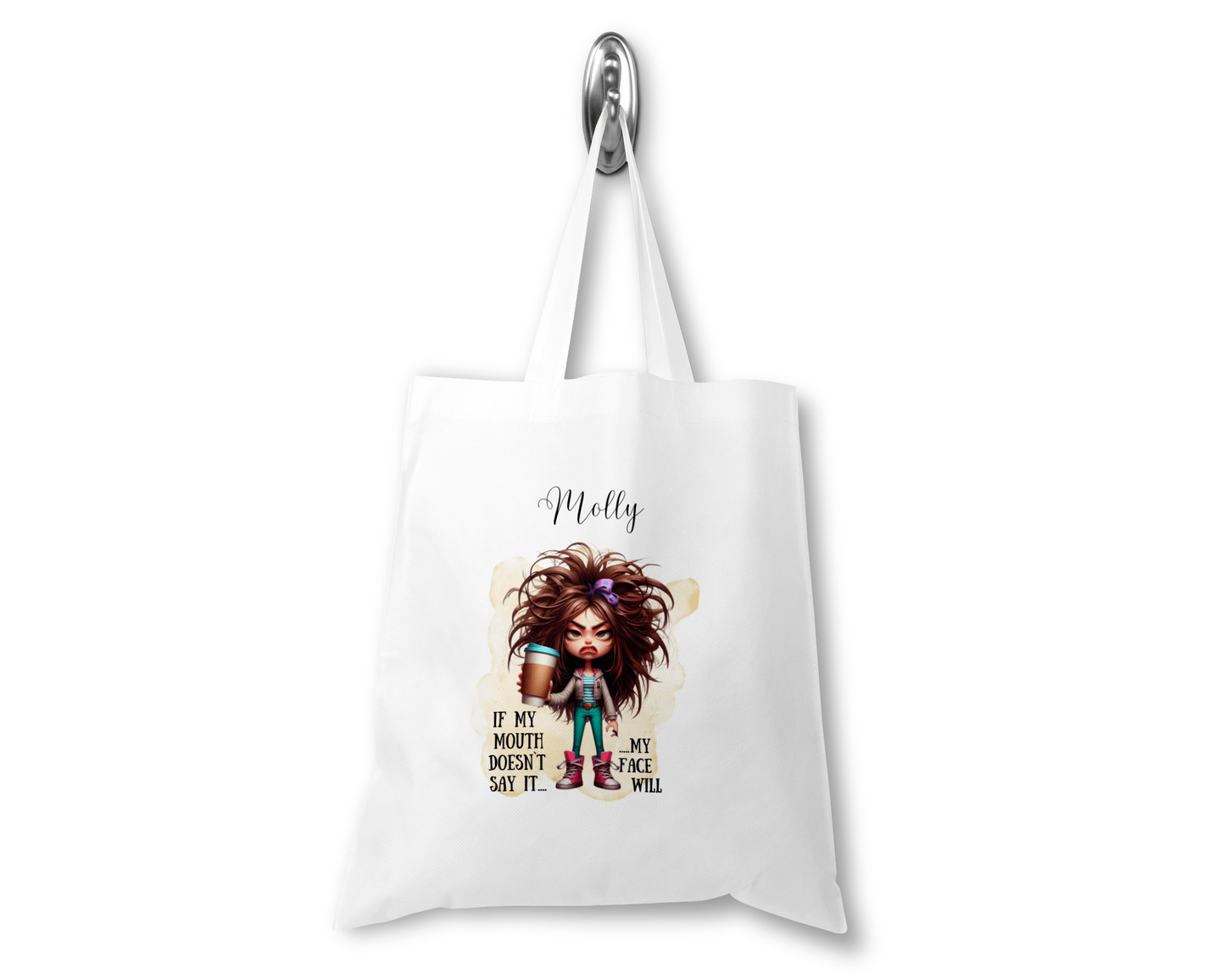 Personalised Tote Shopping Bag - Funny Mouth/Face Design
