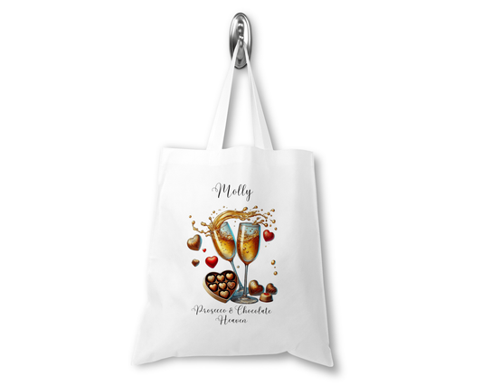 Personalised Tote Shopping Bag - Prosecco & Chocolates