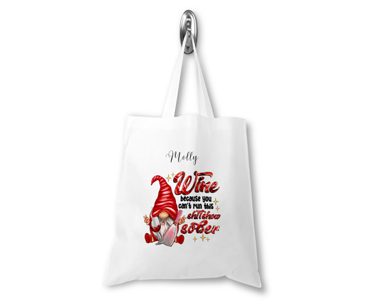 Personalised Tote Shopping Bag - Comical Wine Gonk Design