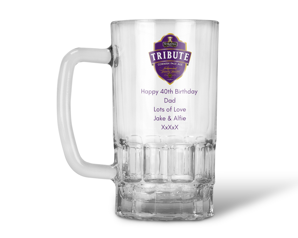 Personalised 20oz Pint Clear Glass Beer Tankard Mug - St Austell Tribute Pale Ale Design
