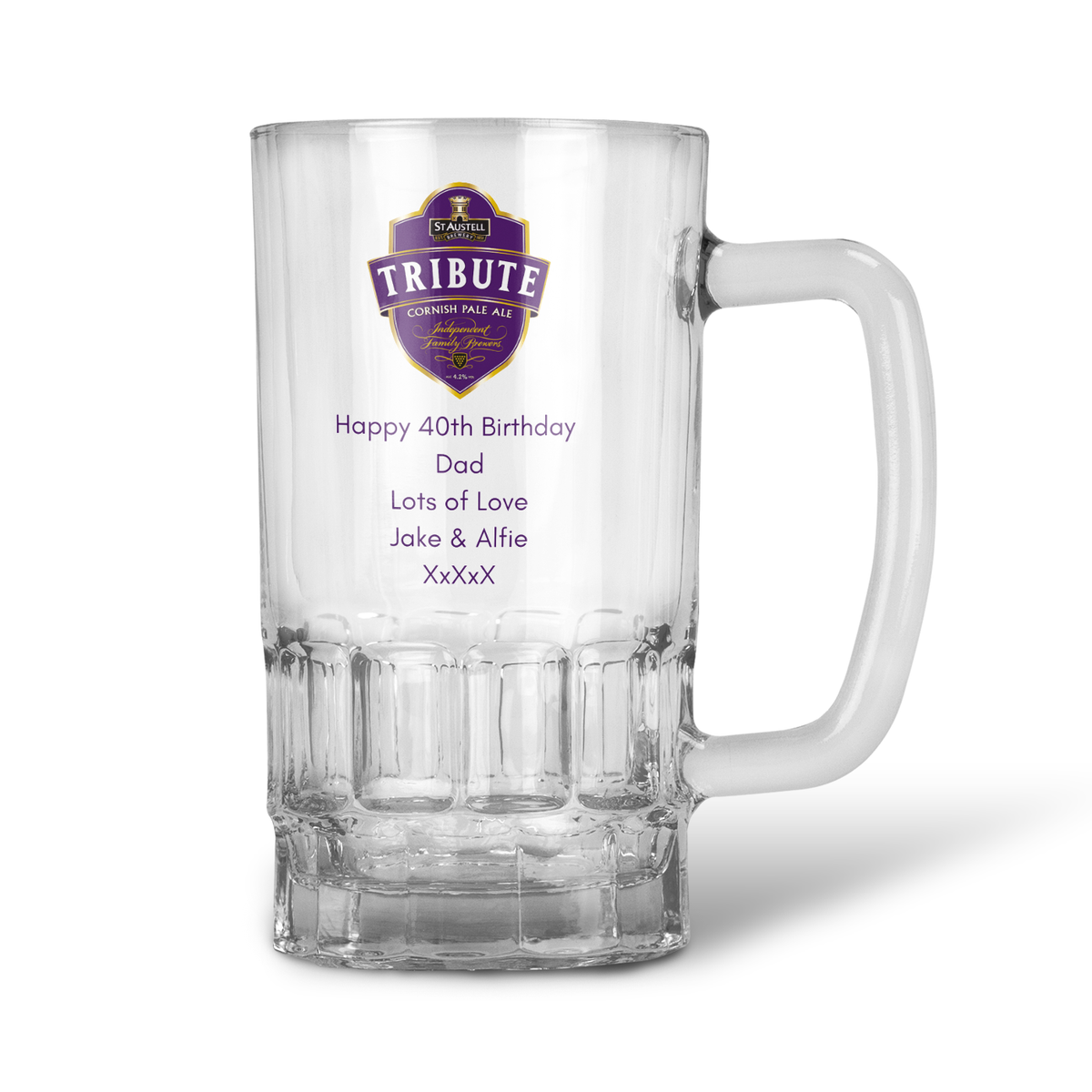 Personalised 20oz Pint Clear Glass Beer Tankard Mug - St Austell Tribute Pale Ale Design
