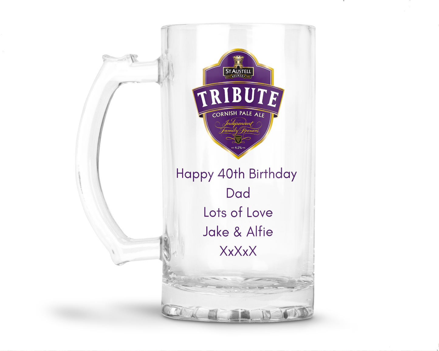 Personalised Glass Beer Tankard Mug - St Austell Tribute Pale Ale Design