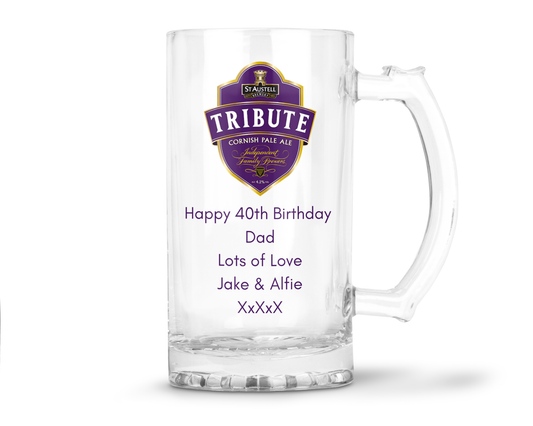 Personalised Glass Beer Tankard Mug - St Austell Tribute Pale Ale Design