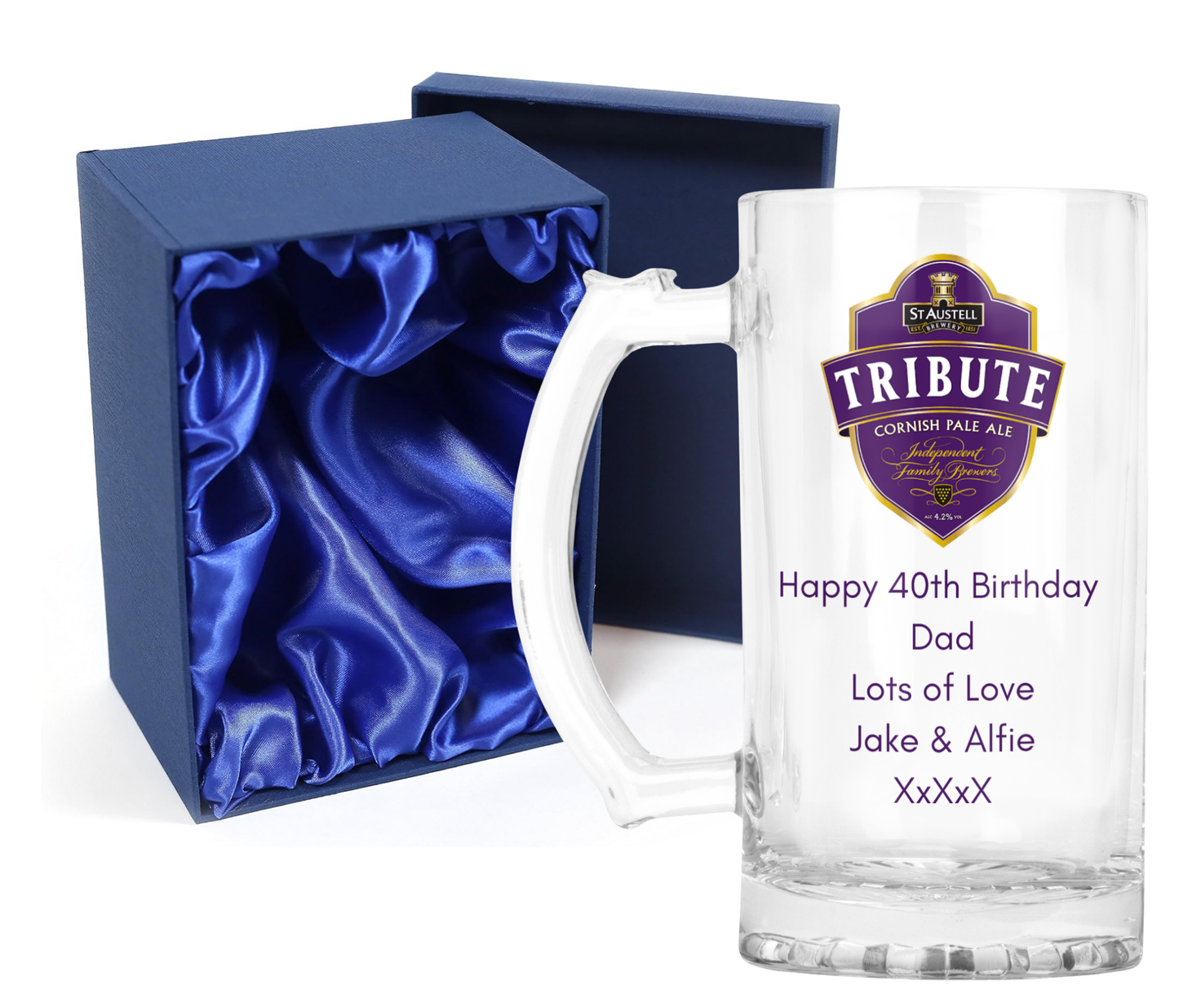Personalised Glass Beer Tankard Mug - St Austell Tribute Pale Ale Design