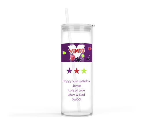 Personalised Tall Glass Tumbler - Vimto Design