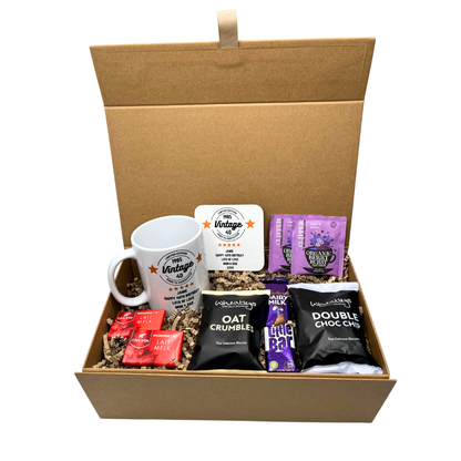 Personalised Vintage Birthday Design Mug & Coaster Hamper Gift Box