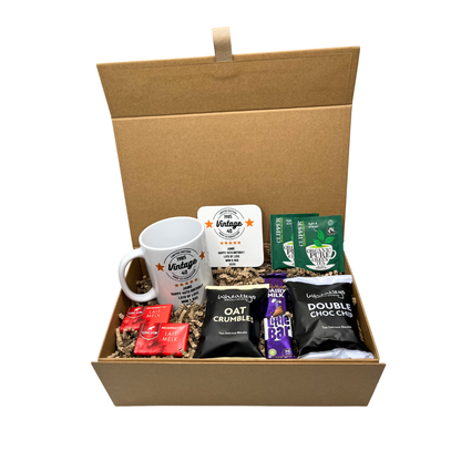 Personalised Vintage Birthday Design Mug & Coaster Hamper Gift Box
