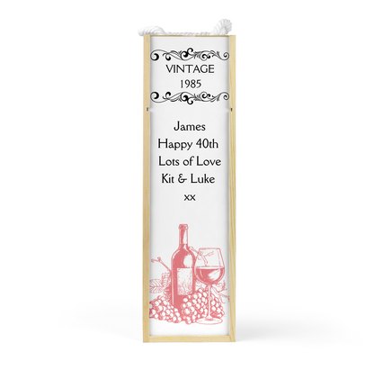 Personalised Wooden Bottle Gift Box - Vintage Rose Wine Design