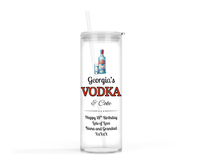 Personalised Tall Glass Tumbler - Vodka & Coke Design