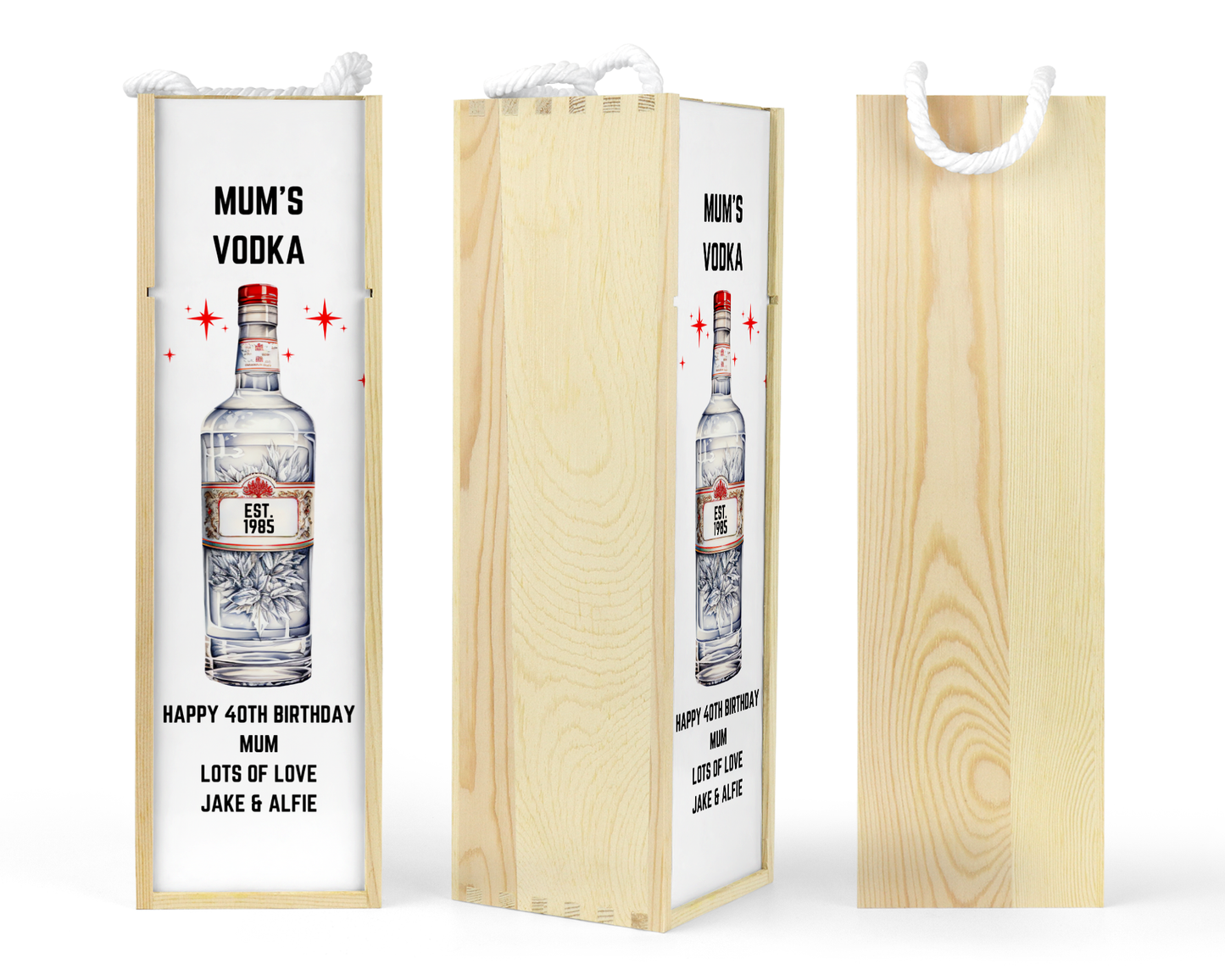Personalised Wooden Bottle Gift Box - Vodka Design