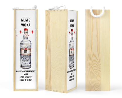 Personalised Wooden Bottle Gift Box - Vodka Design