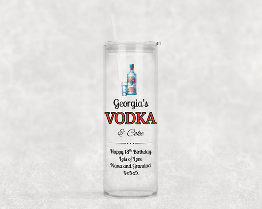 Personalised Tall Glass Tumbler - Vodka & Coke Design
