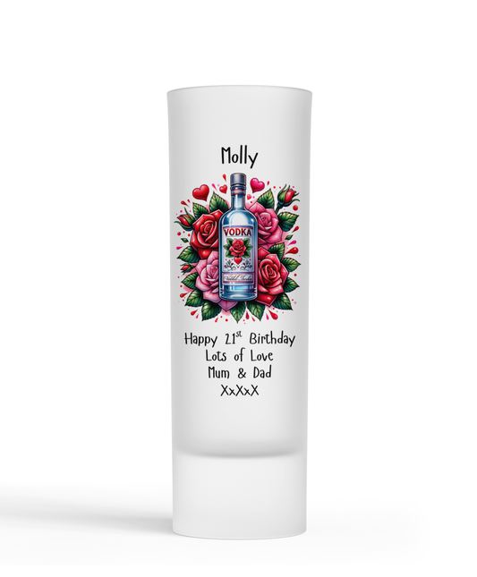 Personalised Shot Glass - Vodka Roses Design