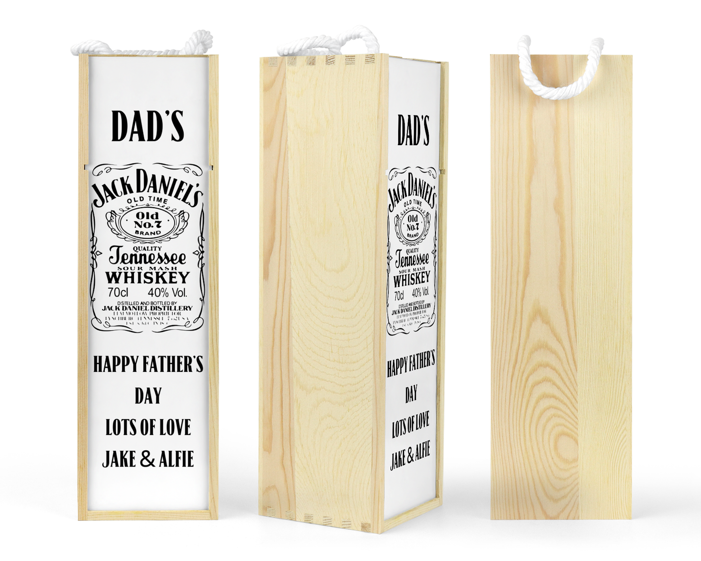 Personalised Wooden Bottle Gift Box - Jack Daniels Design