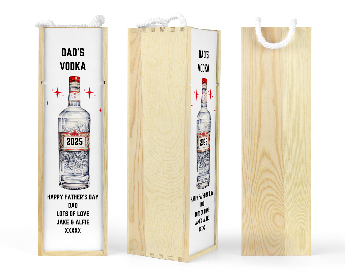 Personalised Wooden Bottle Gift Box - Vodka Design