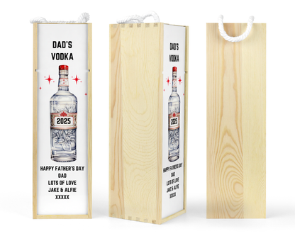 Personalised Wooden Bottle Gift Box - Vodka Design